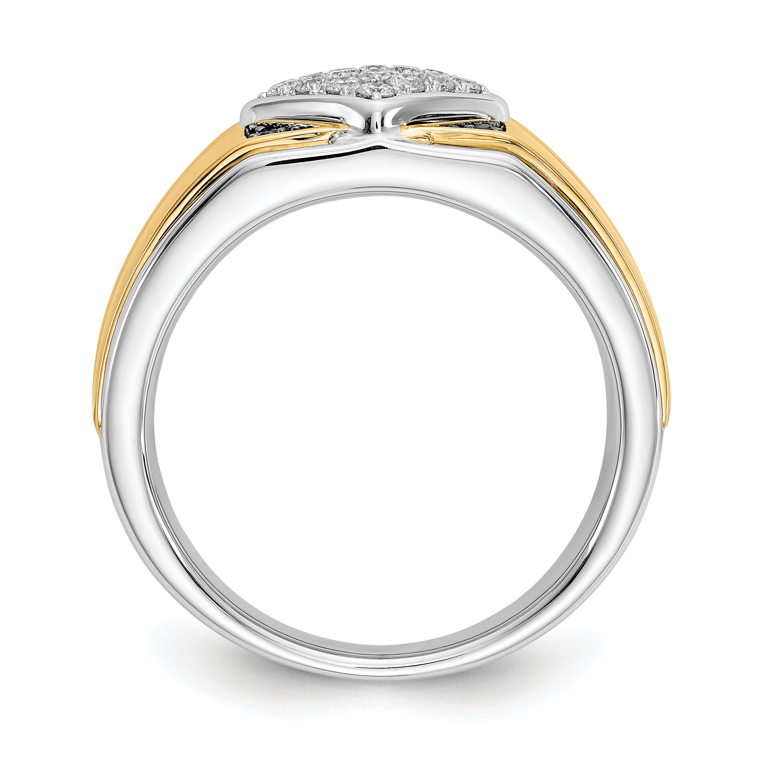 14k Two-tone Black and White Diamond Mens Ring