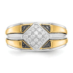 14k Two-tone Black and White Diamond Mens Ring
