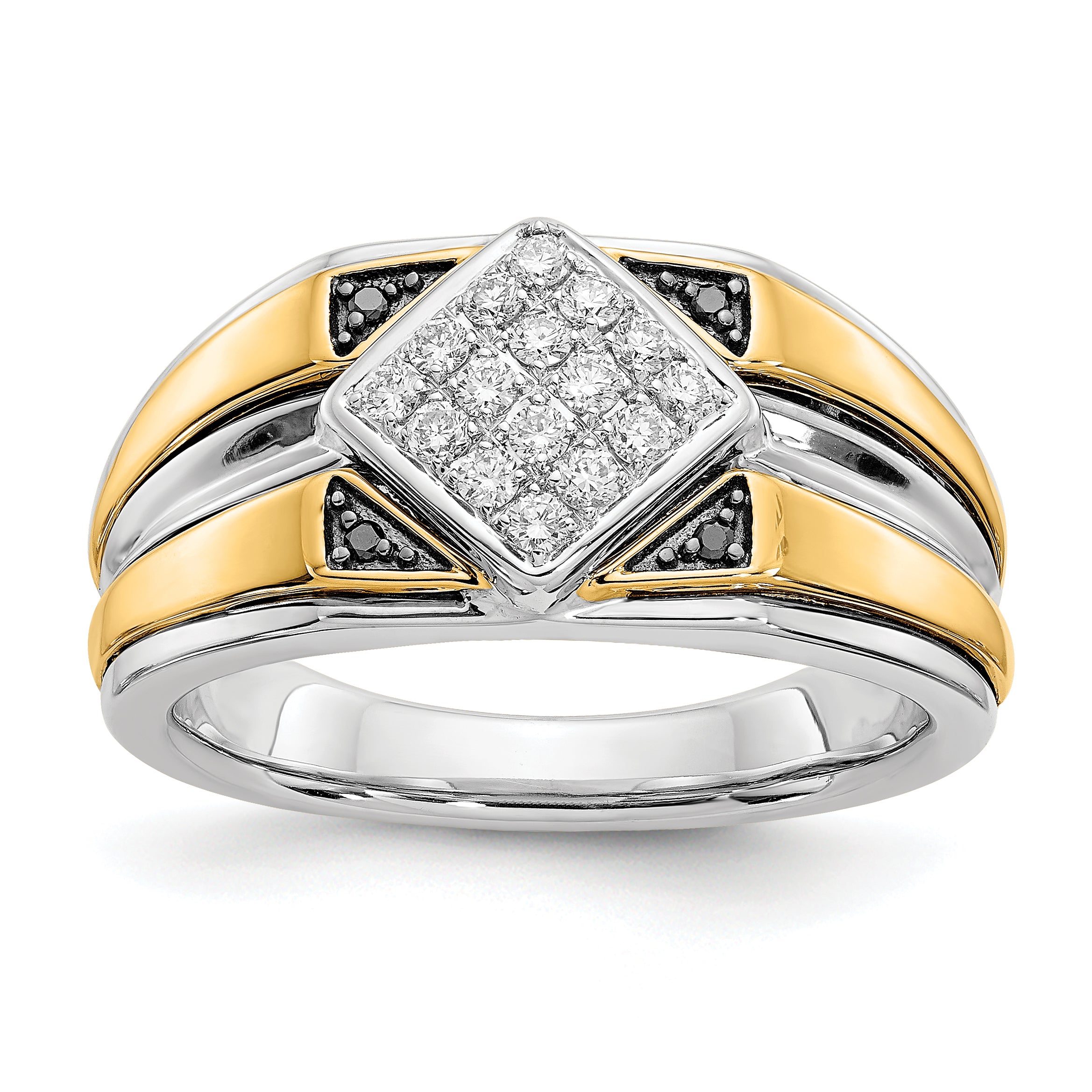 14k Two-tone Black and White Diamond Mens Ring Main image