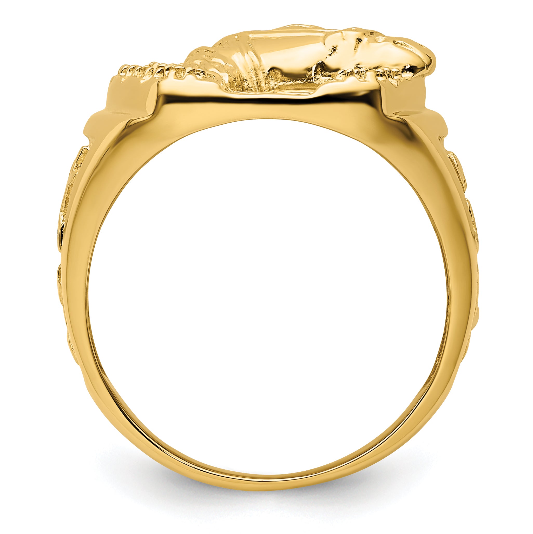 14k Horseshoe w/Horse in Center Mens Ring Mounting (No Stones Included) Secondary image
