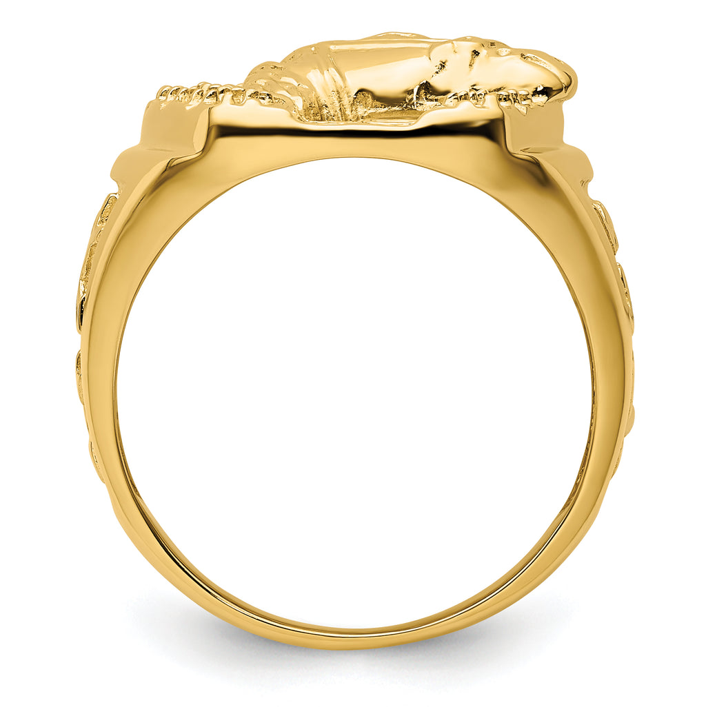 14k Horseshoe w/Horse in Center Mens Ring Mounting (No Stones Included)