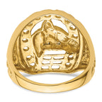 14k Horseshoe w/Horse in Center Mens Ring Mounting (No Stones Included)