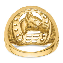 14k Horseshoe w/Horse in Center Mens Ring Mounting (No Stones Included)