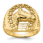14k Horseshoe w/Horse in Center Mens Ring Mounting (No Stones Included)