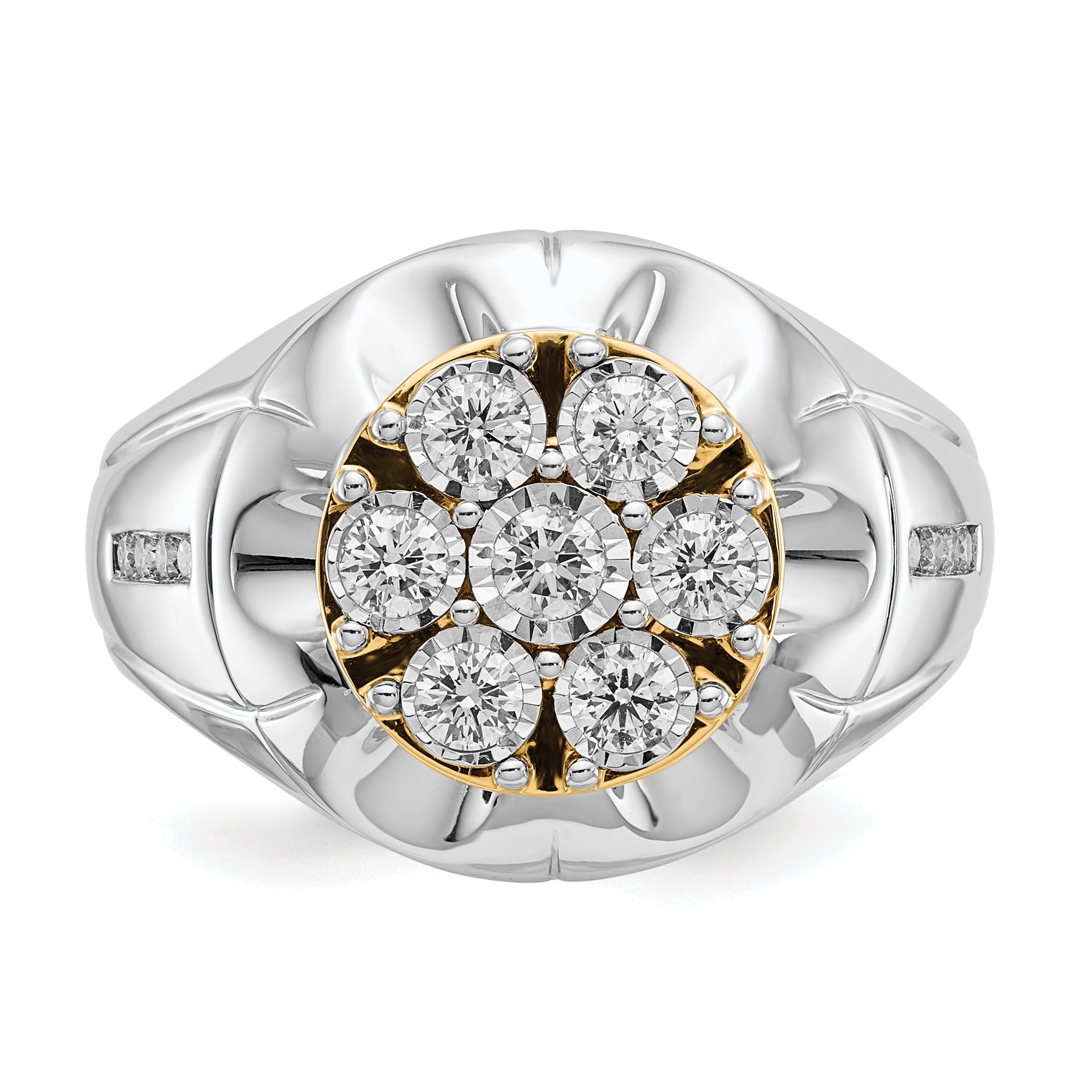 14k Two-tone Diamond Mens Ring