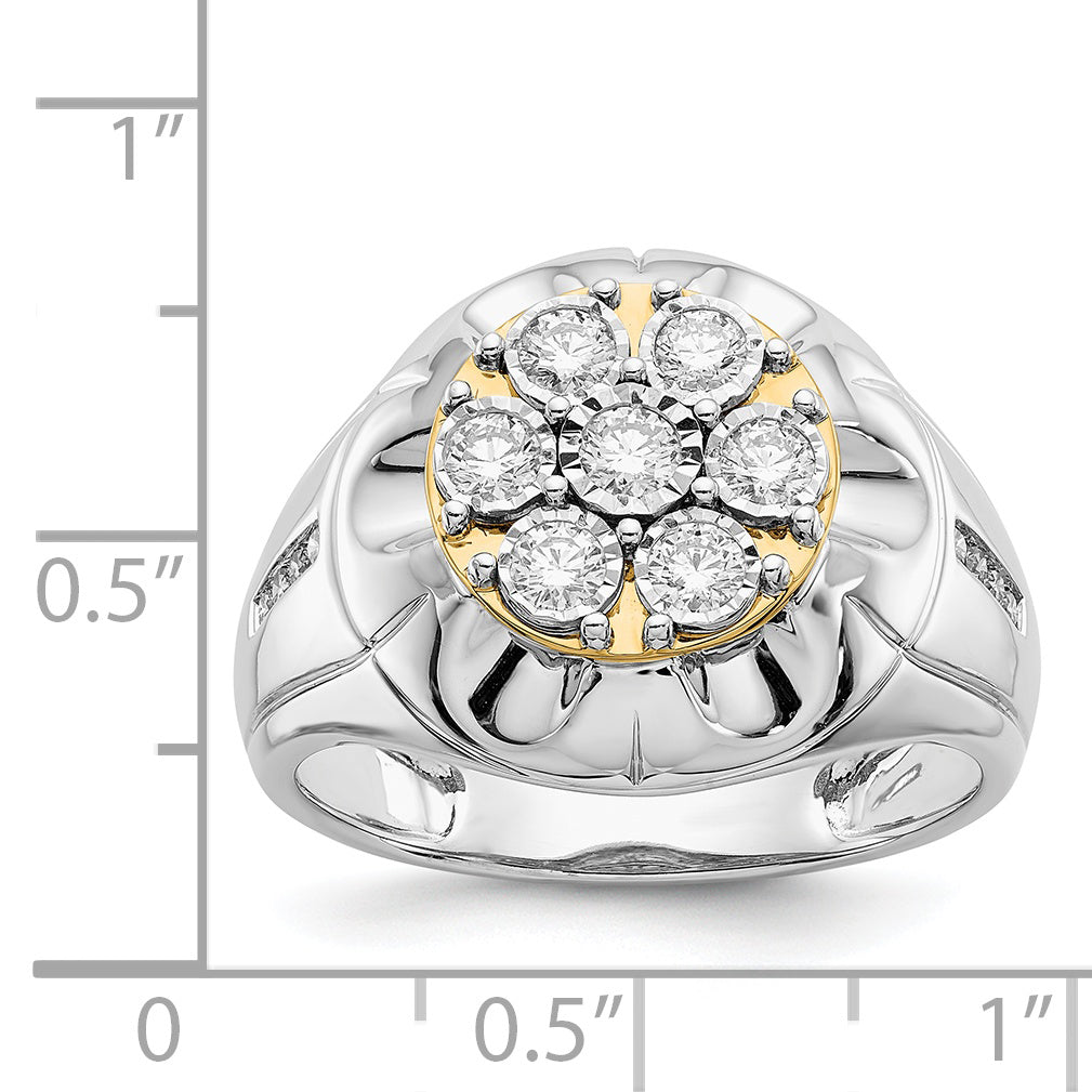 14k Two-tone Diamond Mens Ring