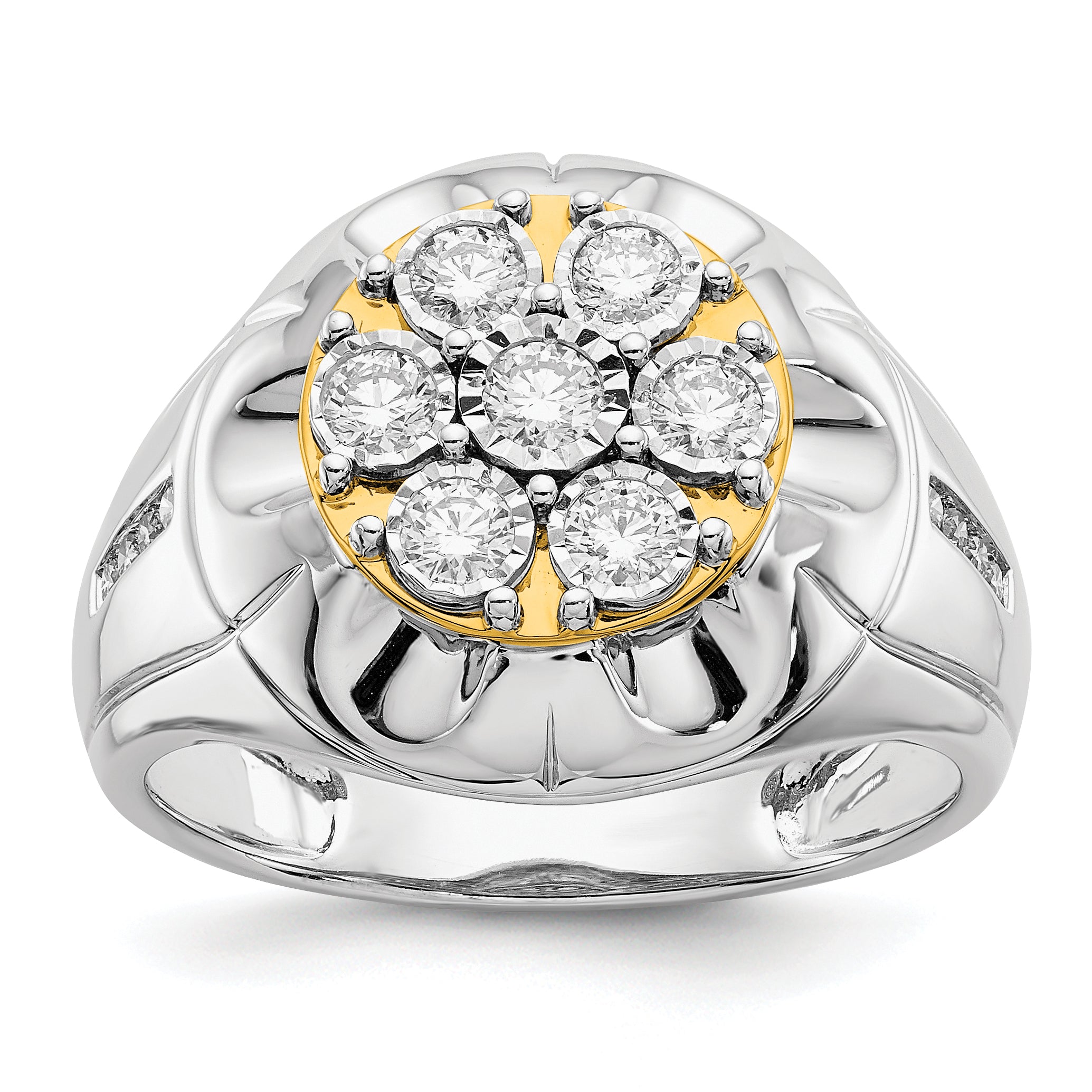14k Two-tone Diamond Mens Ring