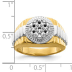 14k Two-tone Fancy Ridged-Sides Mens Diamond Ring Mounting (No Stones Included)