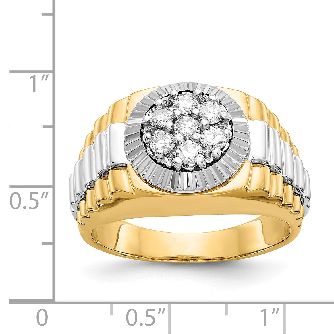 14k Two-tone AA Diamond men's ring