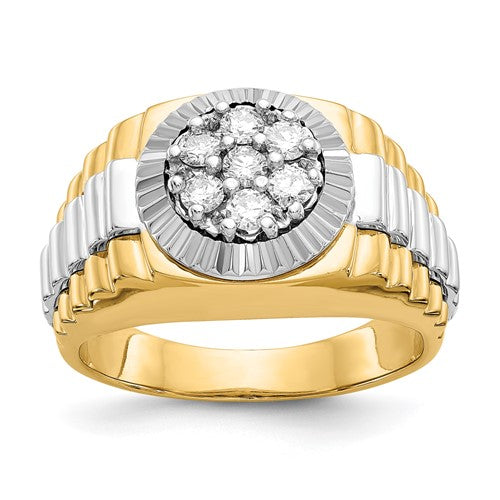 Men's Ridged Lab-Grown Diamond Ring in 14K Two-Tone Gold (1/2 ct. tw.), Size 10 - Sophia Jewelers Main image