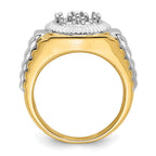 14k Two Tone Fancy Ridged-Sides 1ct Mens Diamond Ring Mounting (No Stones Included)