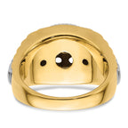 14k Two Tone Fancy Ridged-Sides 1ct Mens Diamond Ring Mounting (No Stones Included)