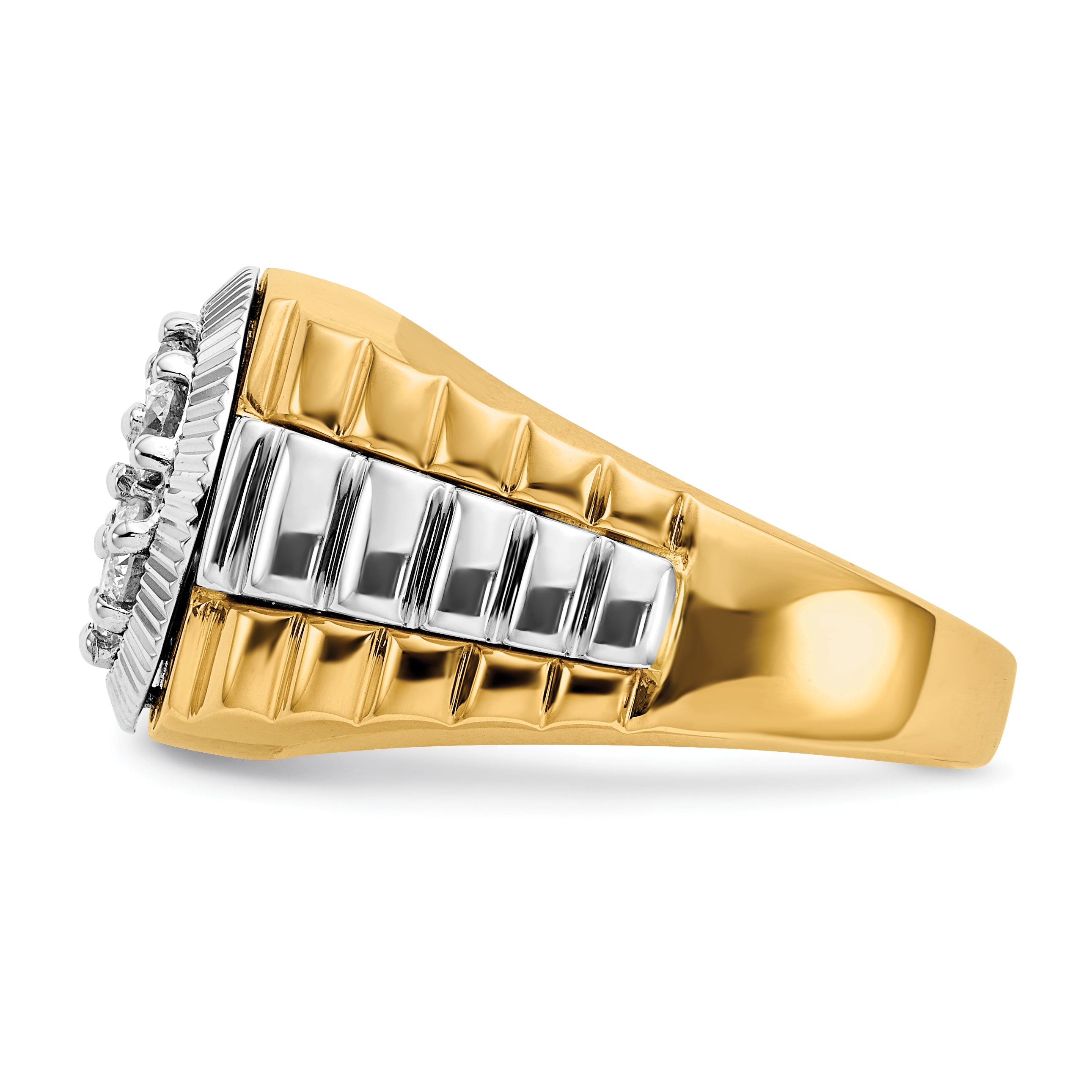 14k Two-tone AA Diamond men's ring