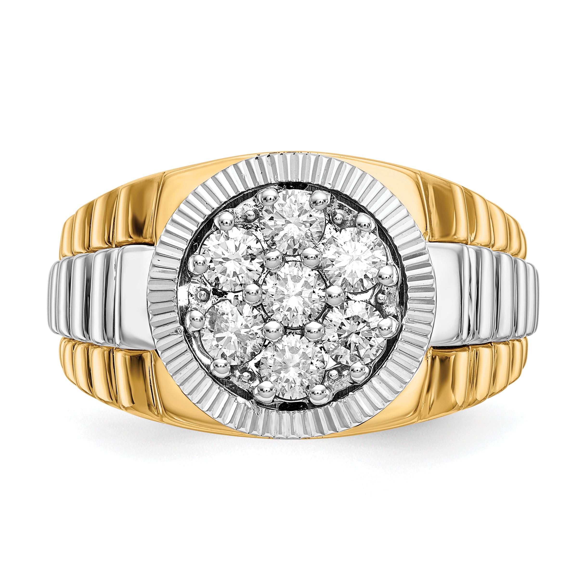 14k Two-tone AA Diamond men's ring
