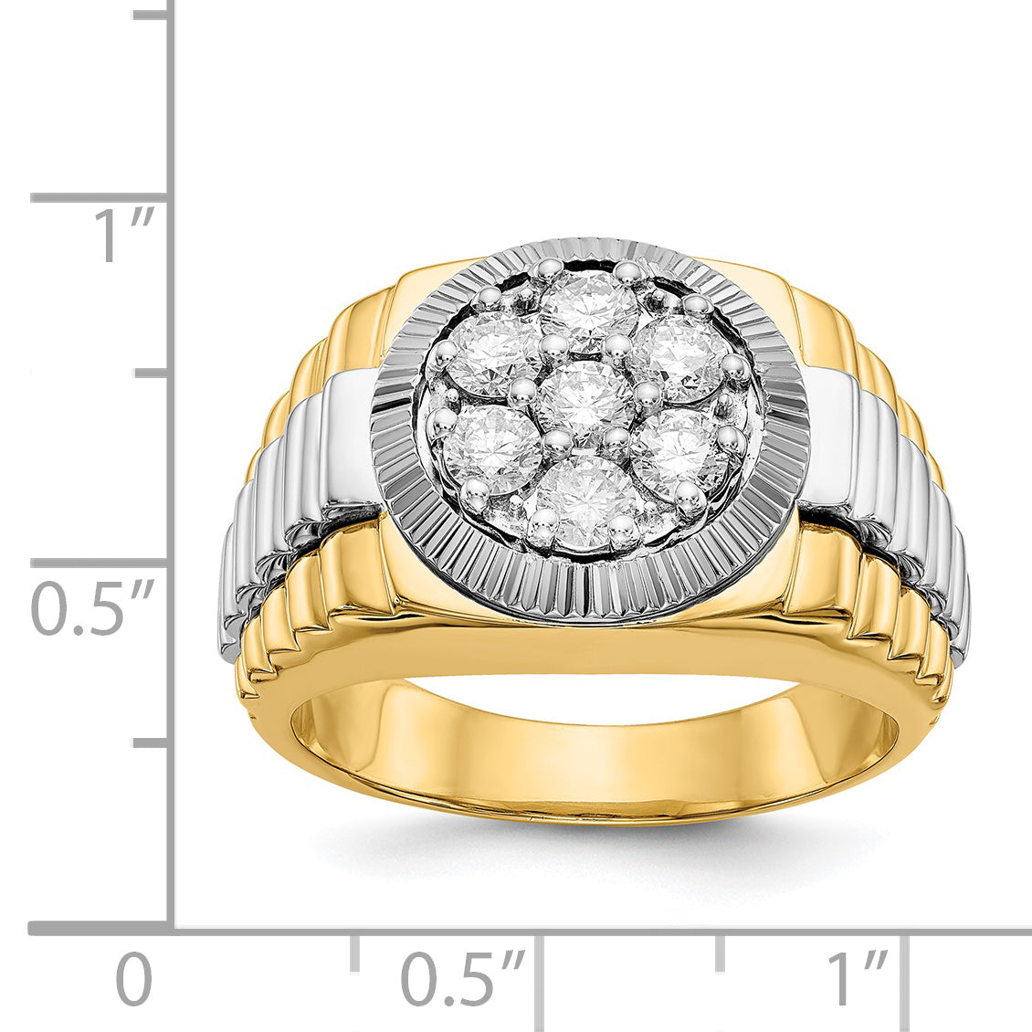 14k Two-tone AA Diamond men's ring