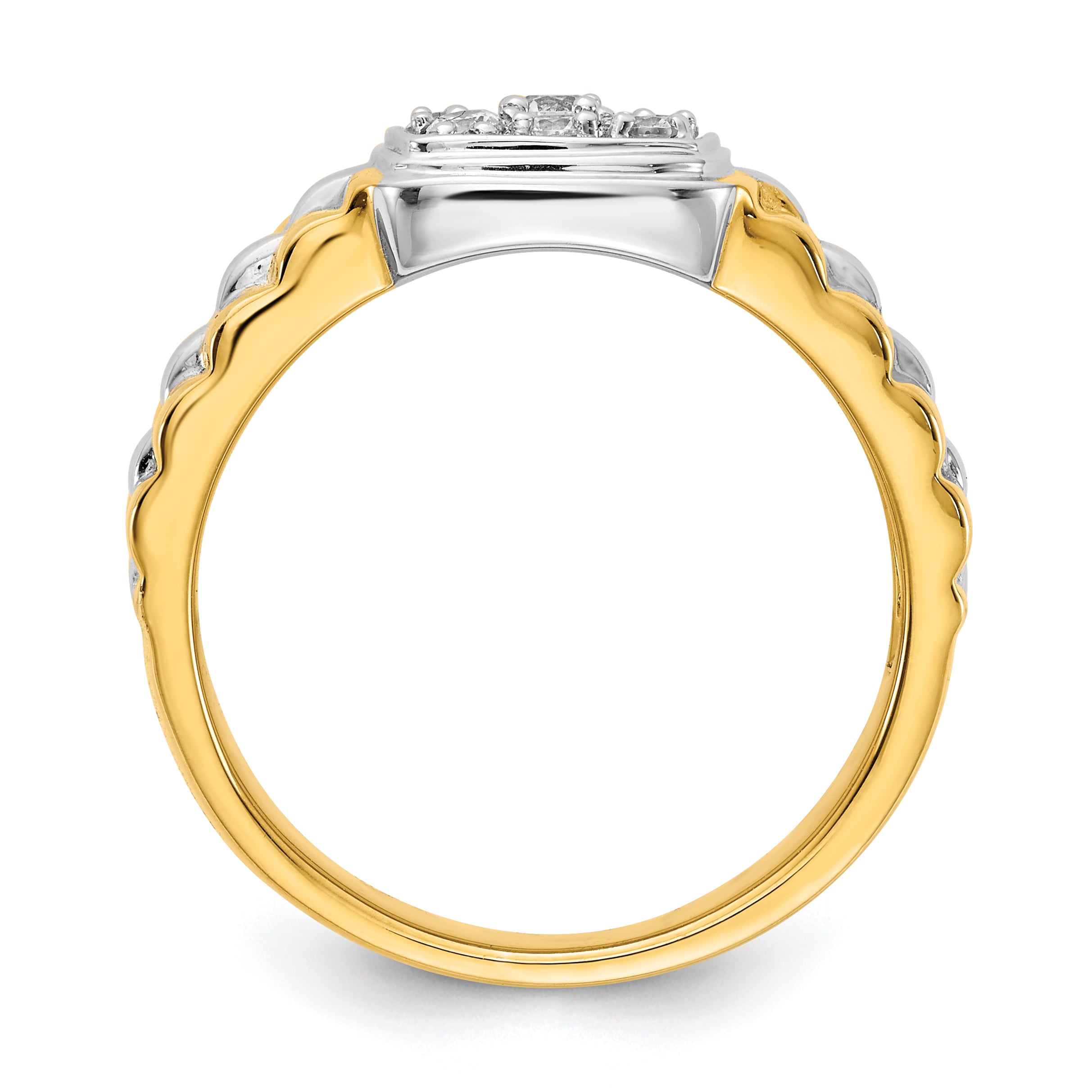 14k Two-tone Diamond Mens Ring Secondary image