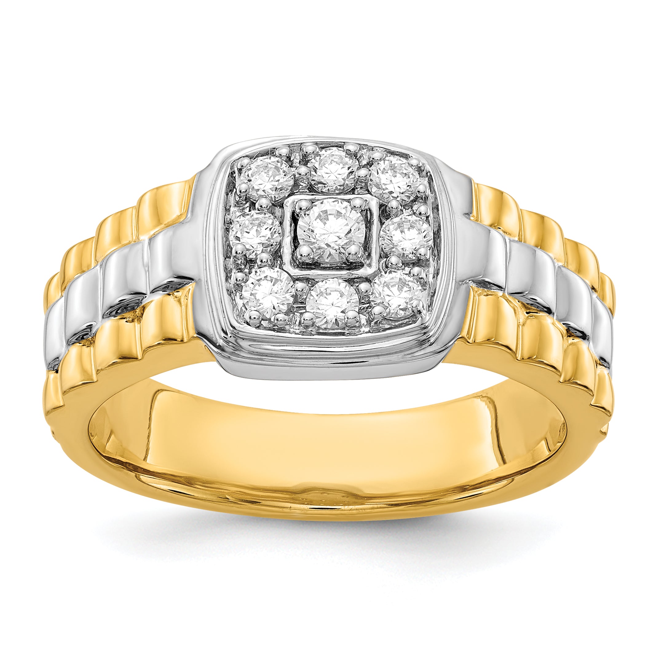 14k Two-tone Diamond Mens Ring Main image