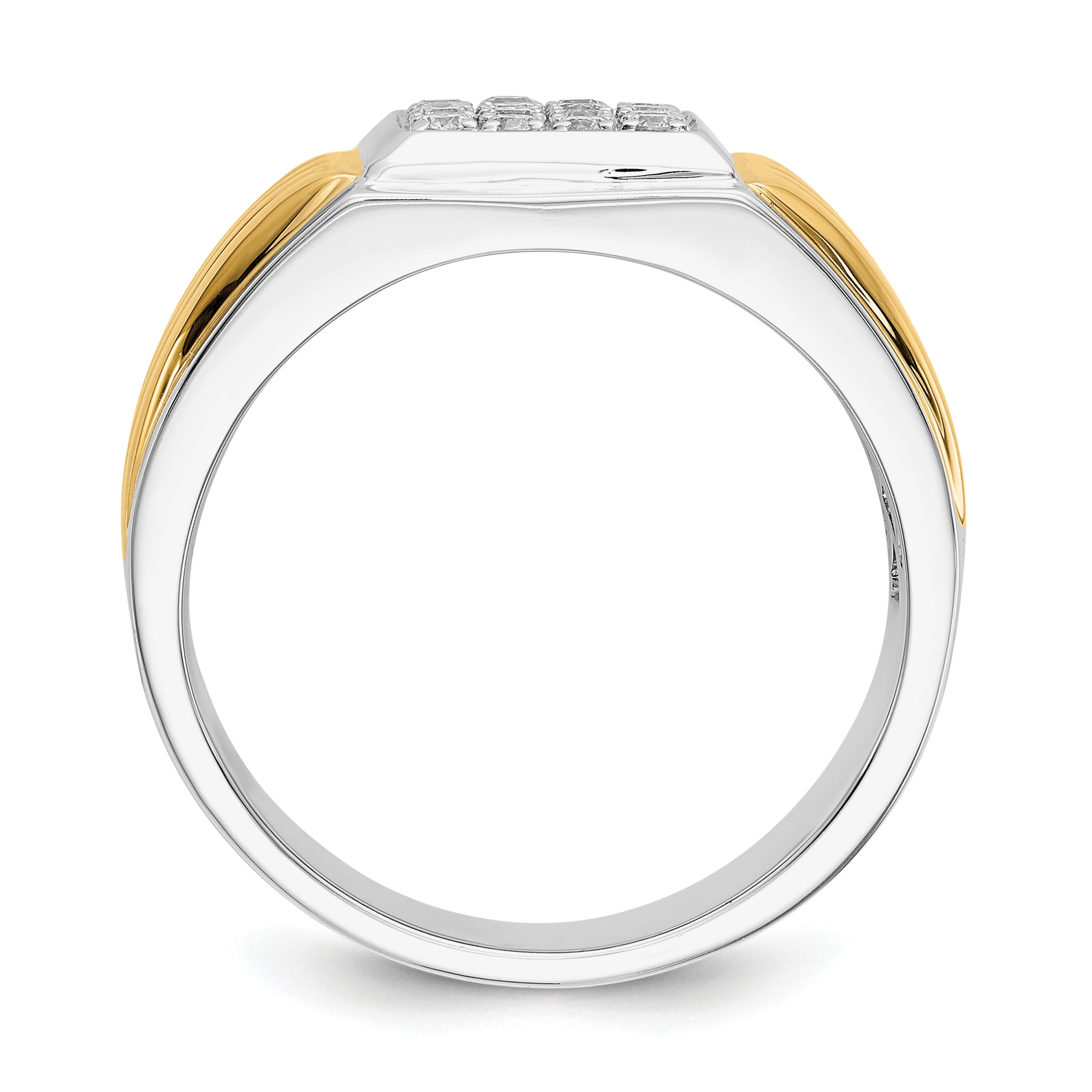 14k Two-tone Diamond Square Mens Ring Secondary image