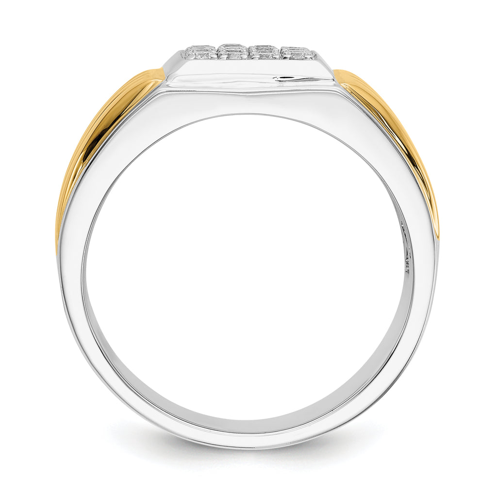 14k Two-tone Diamond Square Mens Ring