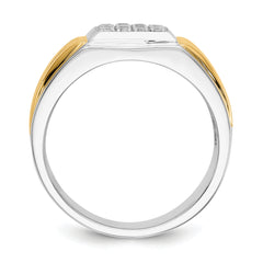 14k Two-tone Diamond Square Mens Ring