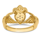 14k Polished .06ct. Diamond Mens Claddagh Ring Mounting (No Stones Included)