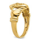 14k Polished .06ct. Diamond Mens Claddagh Ring Mounting (No Stones Included)
