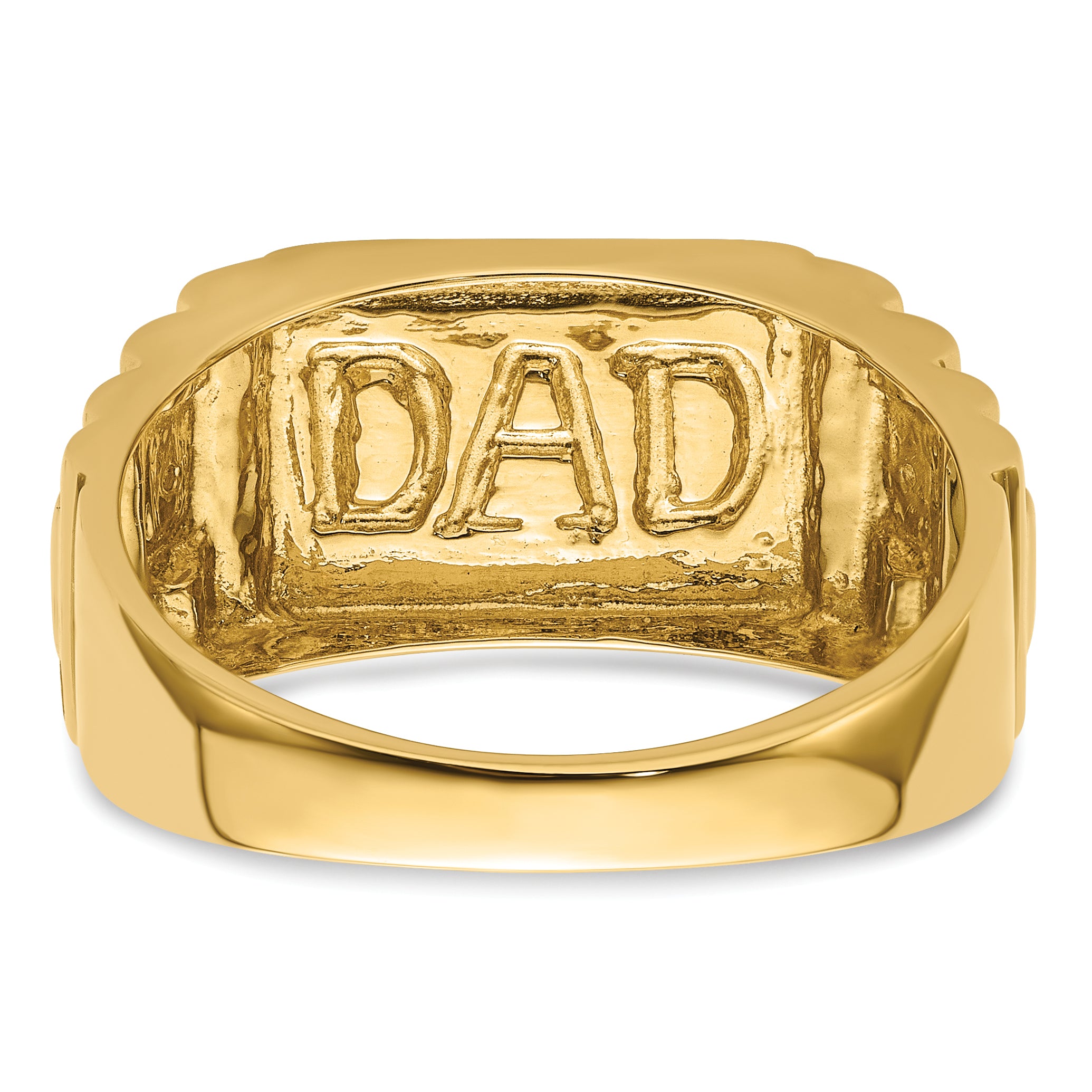 14k Etched Band Polished Mens DAD Ring Mounting (No Stones Included)