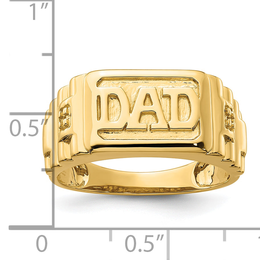 14k Etched Band Polished Mens DAD Ring Mounting (No Stones Included)