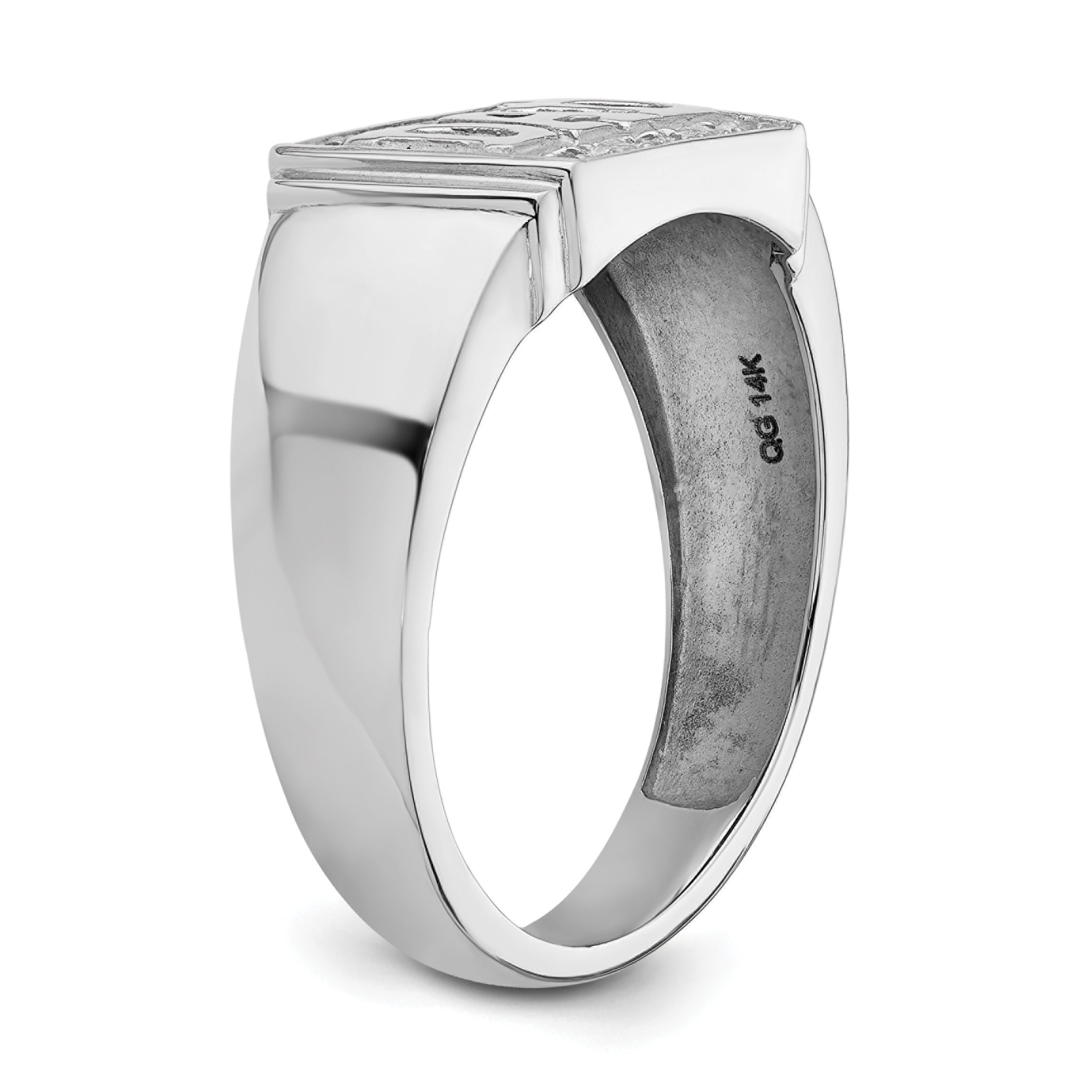 14k White Gold Mens DAD Ring Mounting (No Stones Included)
