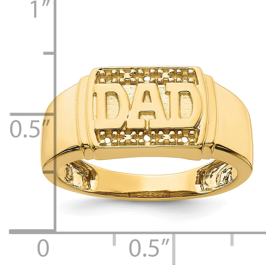 14k Polished Mens DAD Ring Mounting (No Stones Included)
