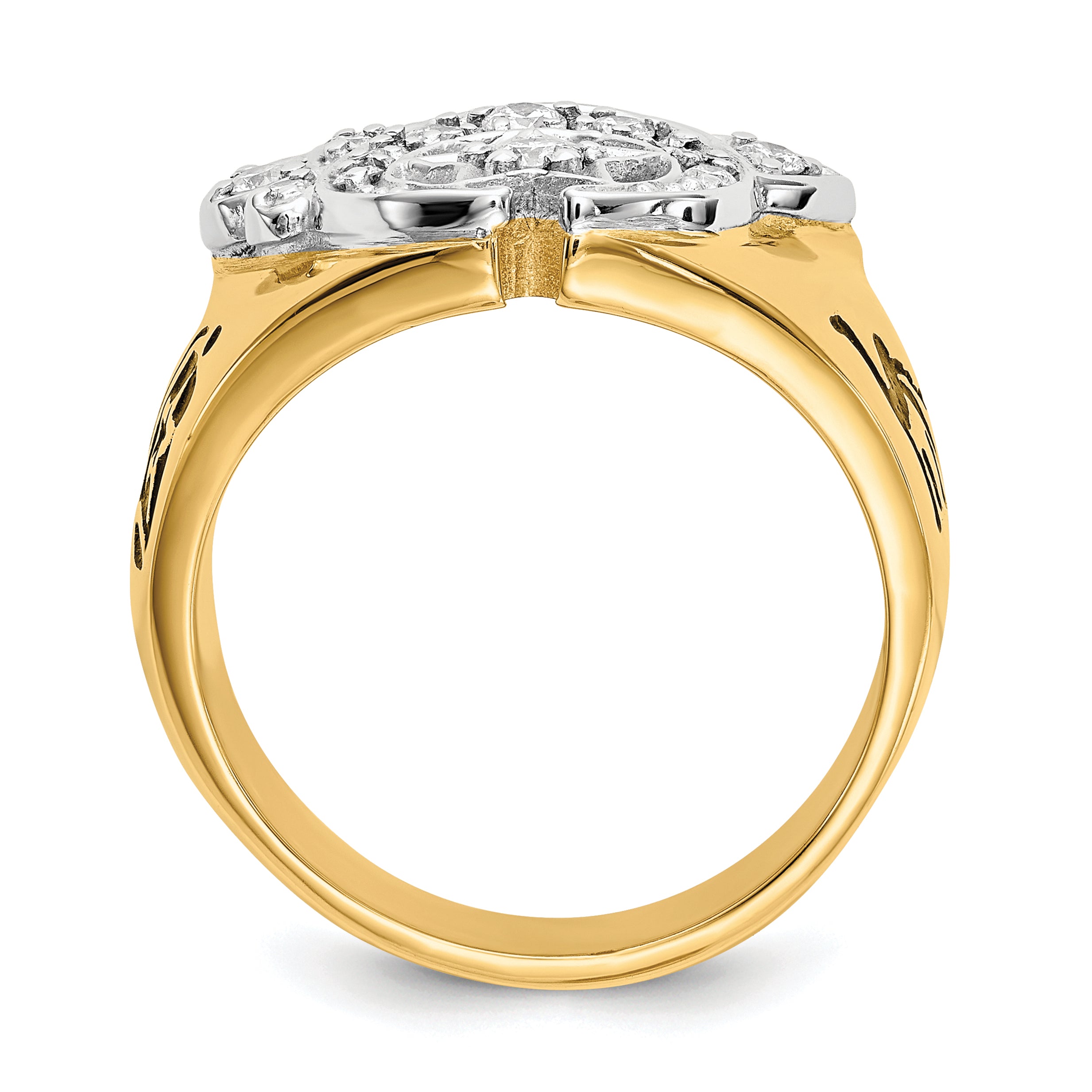 14k Two-tone Men's Polished Diamond Masonic Shriner's Ring Secondary image