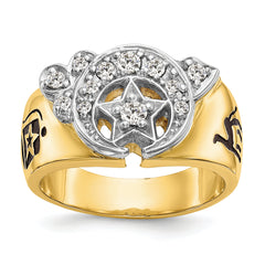 14k Two-tone Men's Polished Diamond Masonic Shriner's Ring