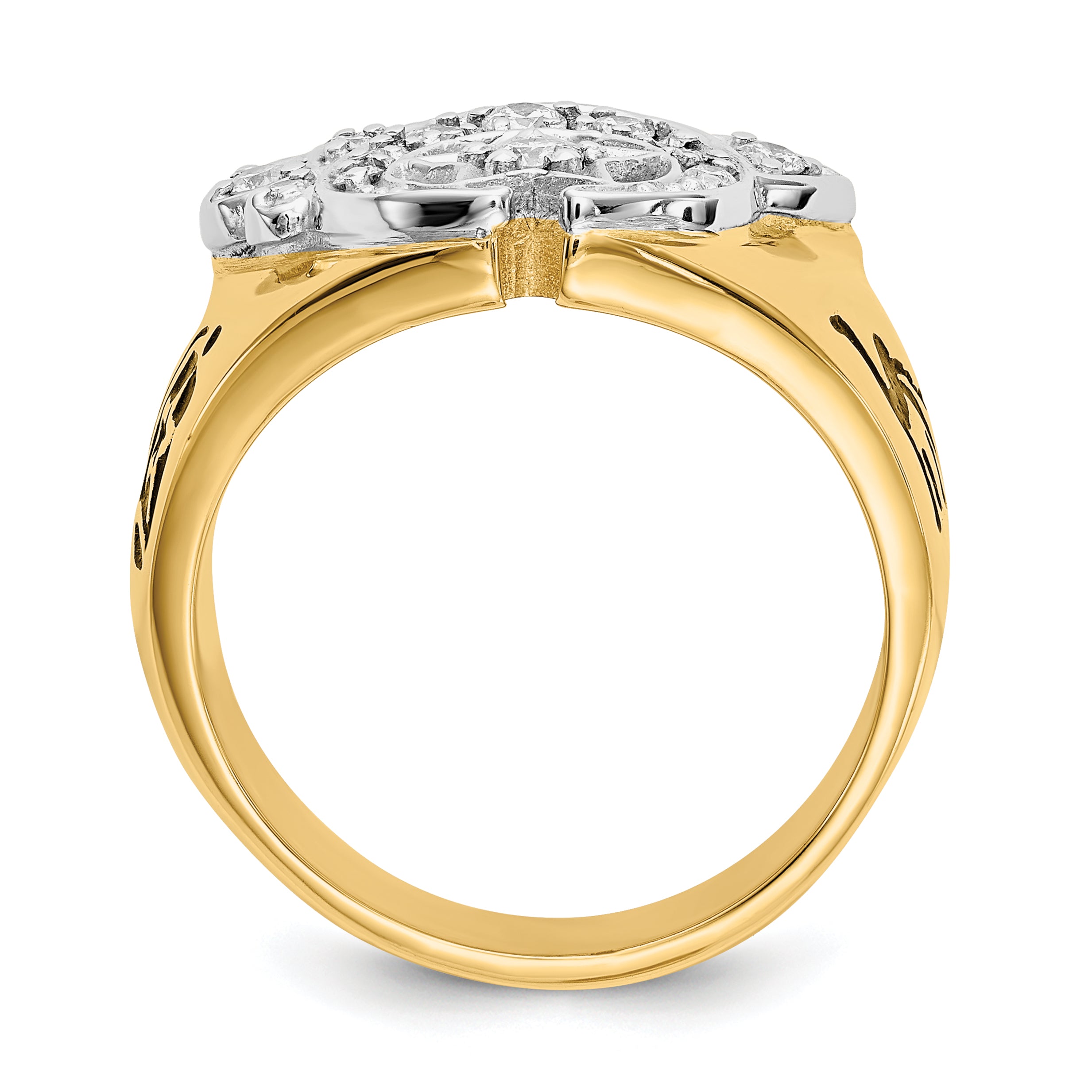 14k Two-Tone 3/8 carat Lab Grown Diamond VS/SI+ G+ Complete Men's Shriner's Ring Secondary image