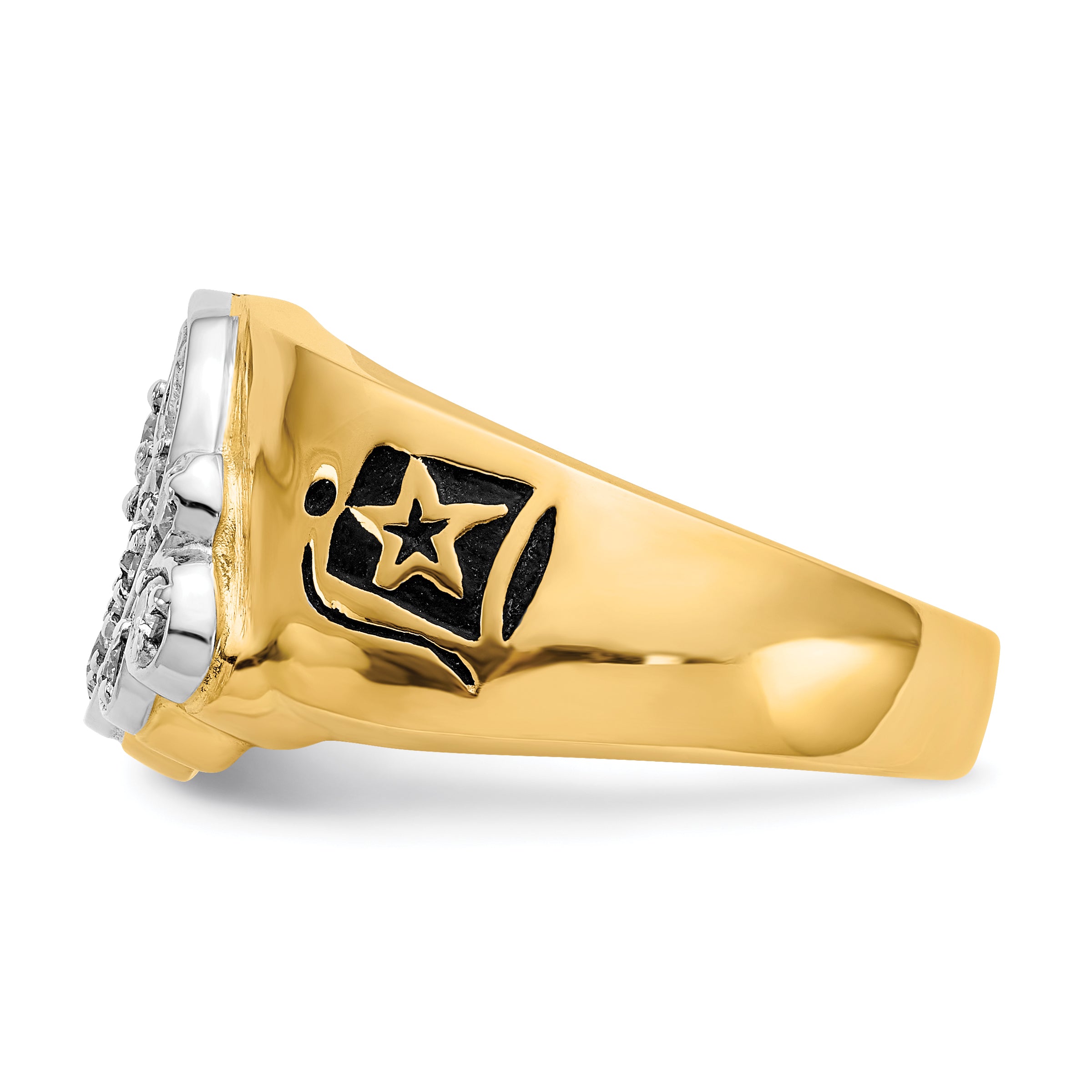 14k Two-Tone 3/8 carat Lab Grown Diamond VS/SI+ G+ Complete Men's Shriner's Ring