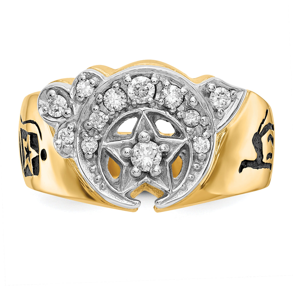 14k Two-Tone 3/8 carat Lab Grown Diamond VS/SI+ G+ Complete Men's Shriner's Ring
