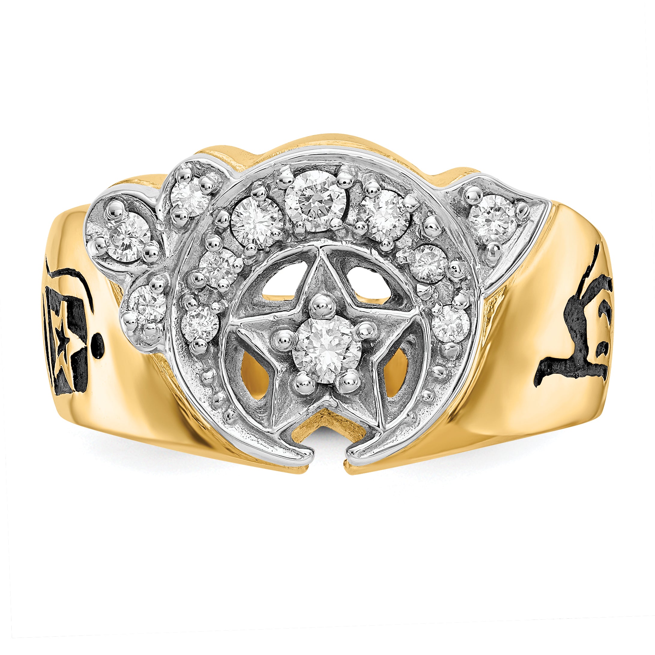 14k Two-Tone 3/8 carat Lab Grown Diamond VS/SI+ G+ Complete Men's Shriner's Ring