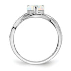  14k White Gold Created Opal and Diamond Heart Ring