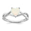 14k White Gold Created Opal and Diamond Heart Ring