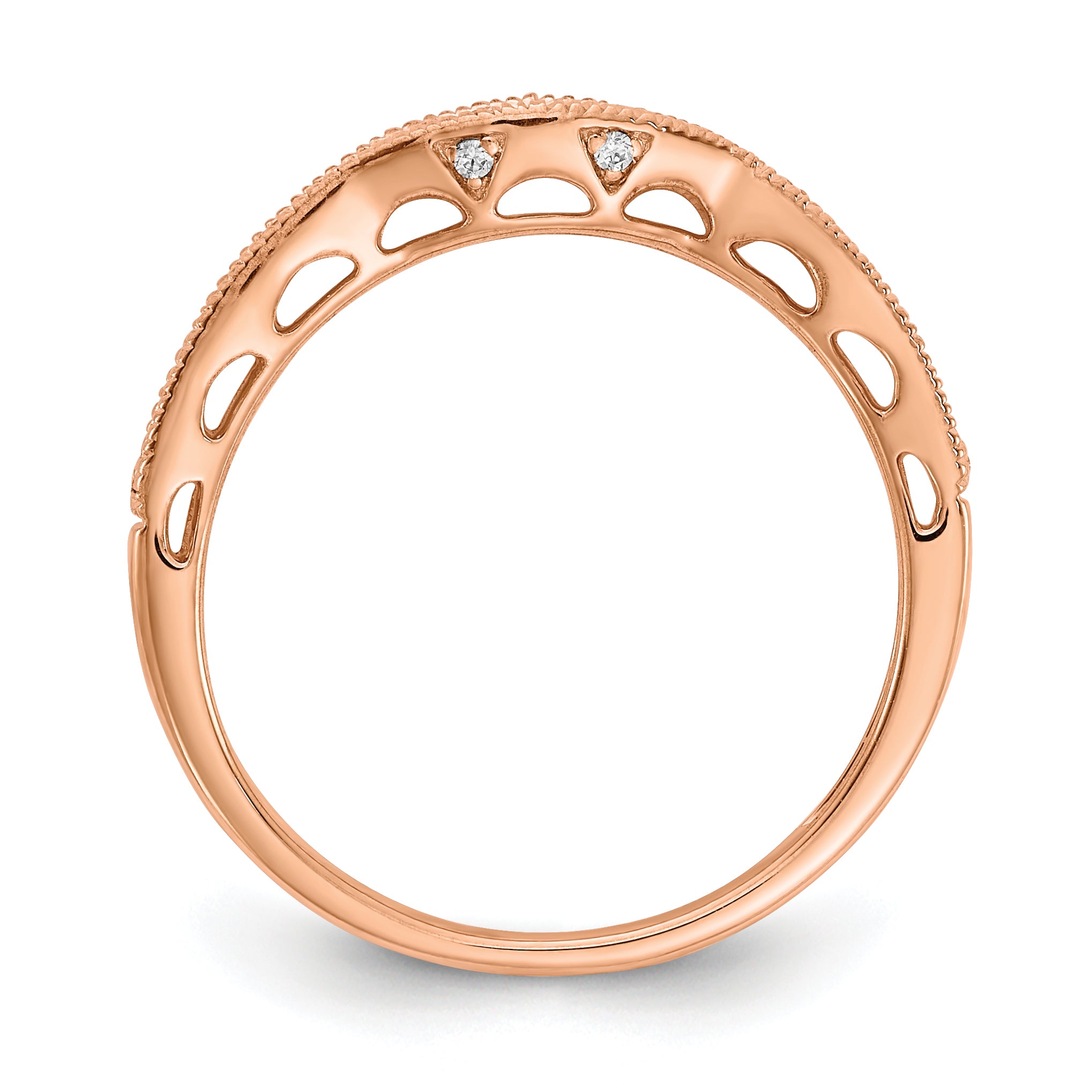 10k Rose Gold 1/4 carat Lab Grown Diamond VS/SI+ G+ Complete Contoured Wedding Band Secondary image