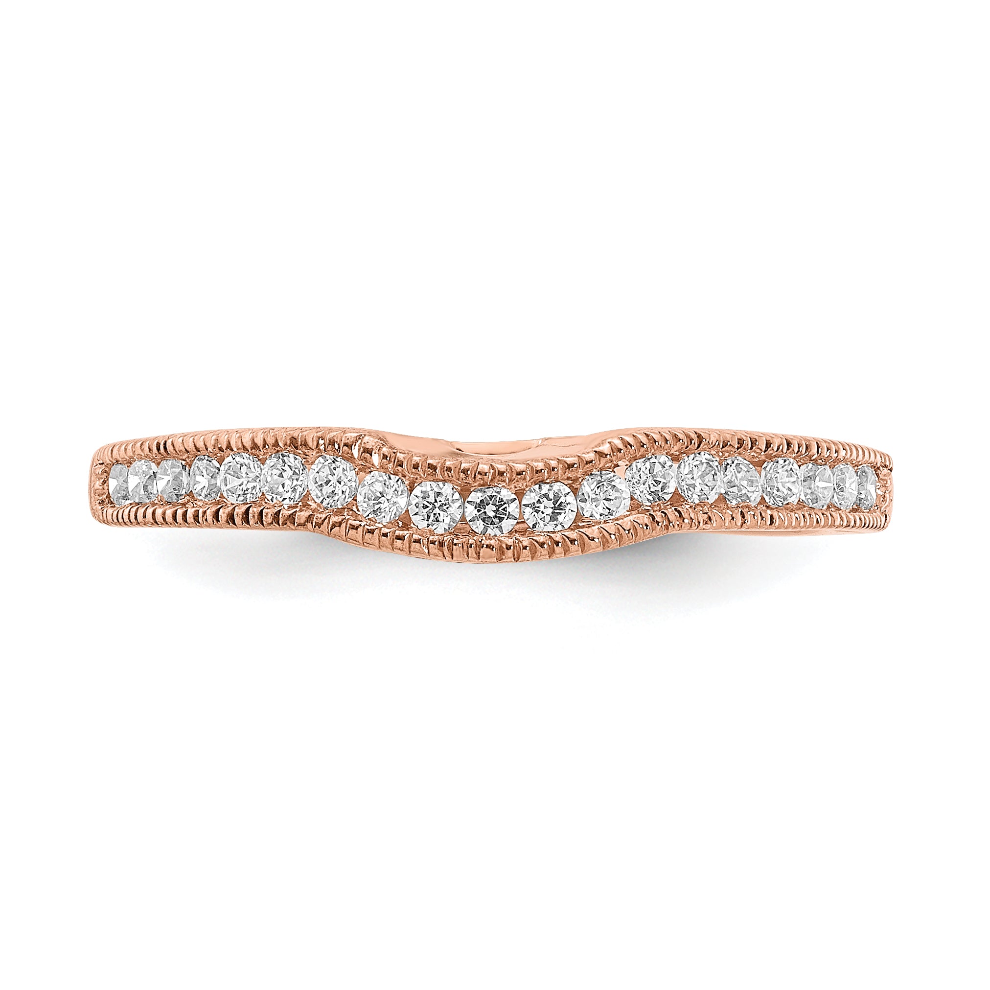 10k Rose Gold 1/4 carat Lab Grown Diamond VS/SI+ G+ Complete Contoured Wedding Band