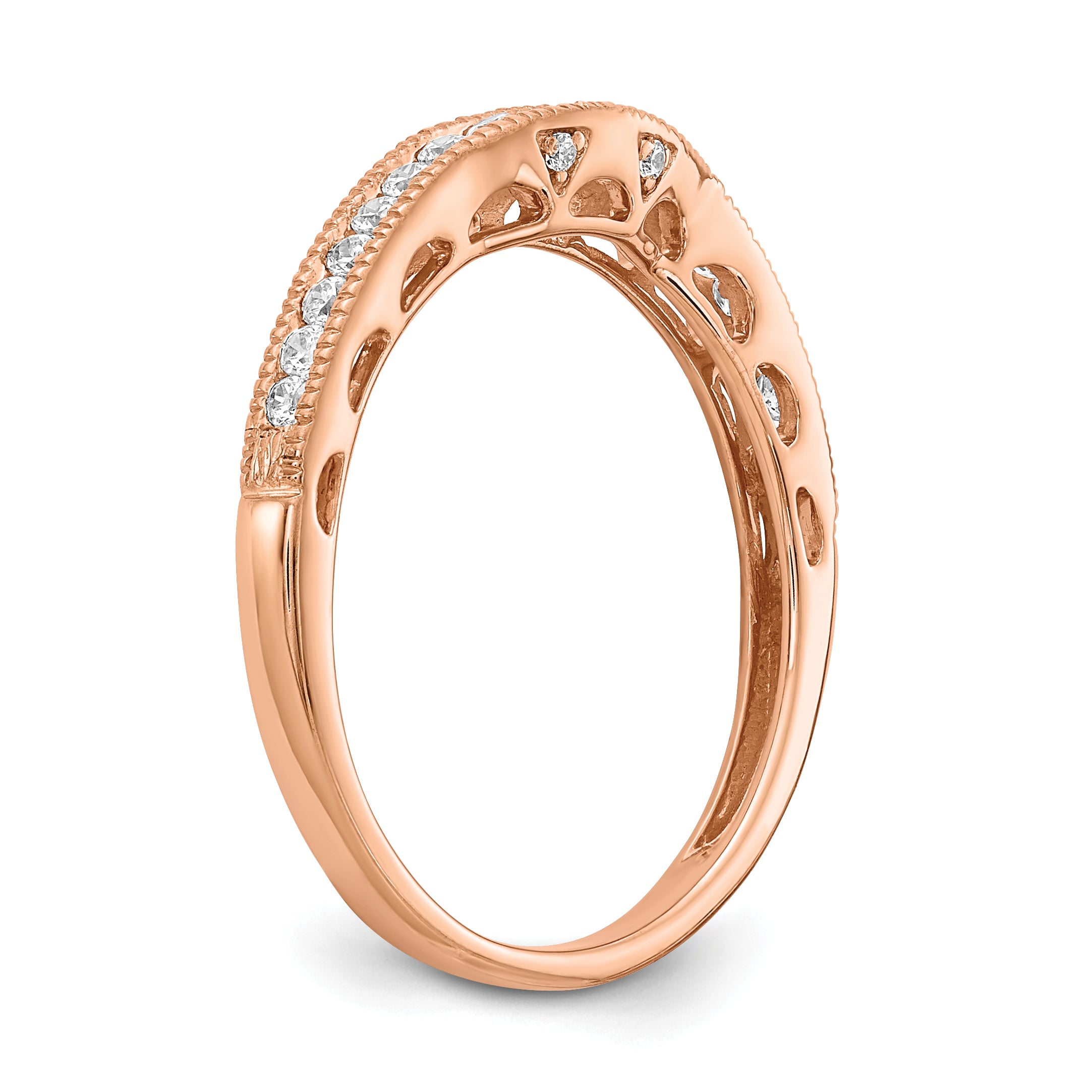 10k Rose Gold 1/4 carat Lab Grown Diamond VS/SI+ G+ Complete Contoured Wedding Band