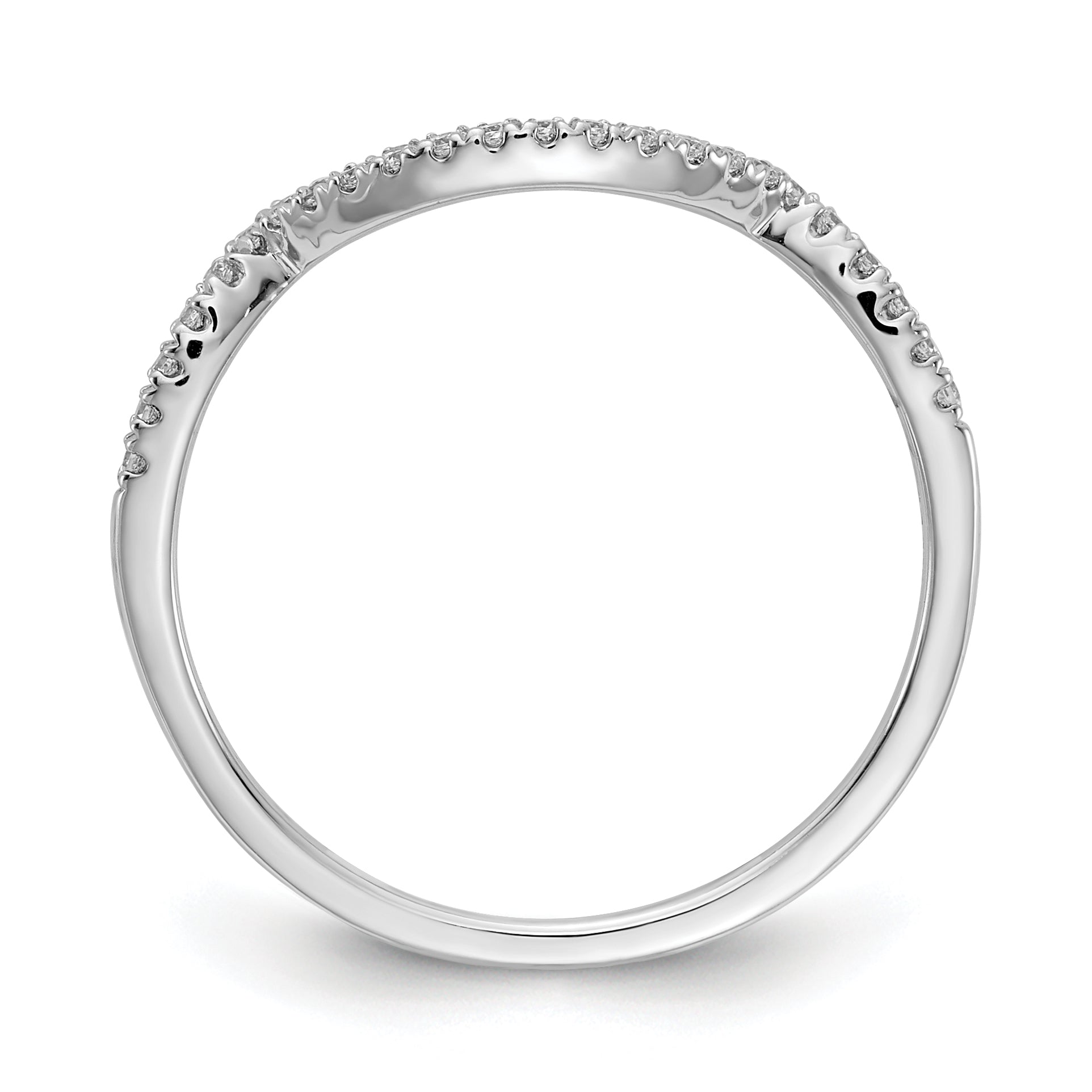 14k White Gold 1/8 carat Lab Grown Diamond VS/SI+ G+ Complete Round Contoured Wedding Band