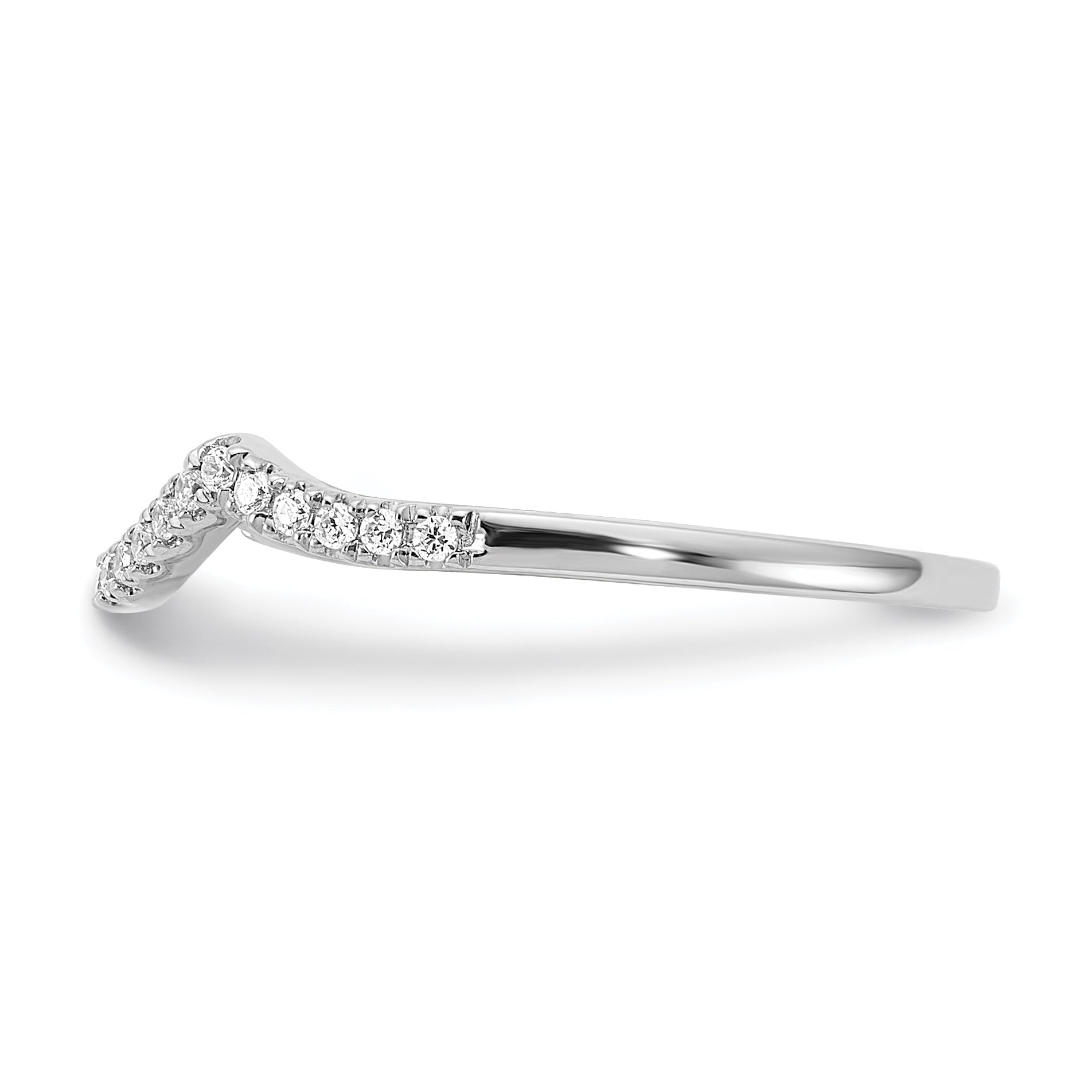 14k White Gold 1/8 carat Lab Grown Diamond VS/SI+ G+ Complete Round Contoured Wedding Band
