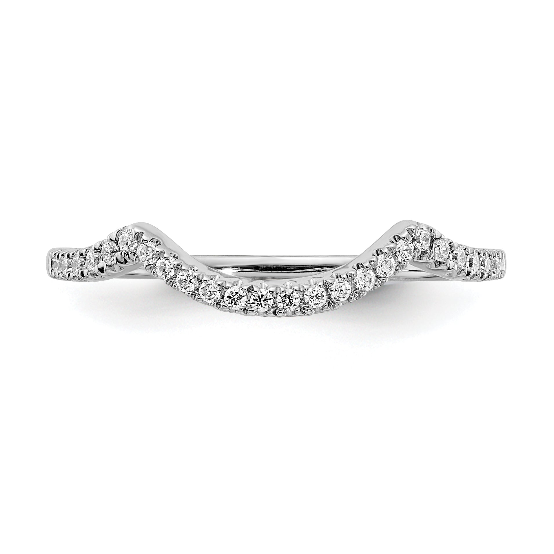 14k White Gold 1/8 carat Lab Grown Diamond VS/SI+ G+ Complete Round Contoured Wedding Band