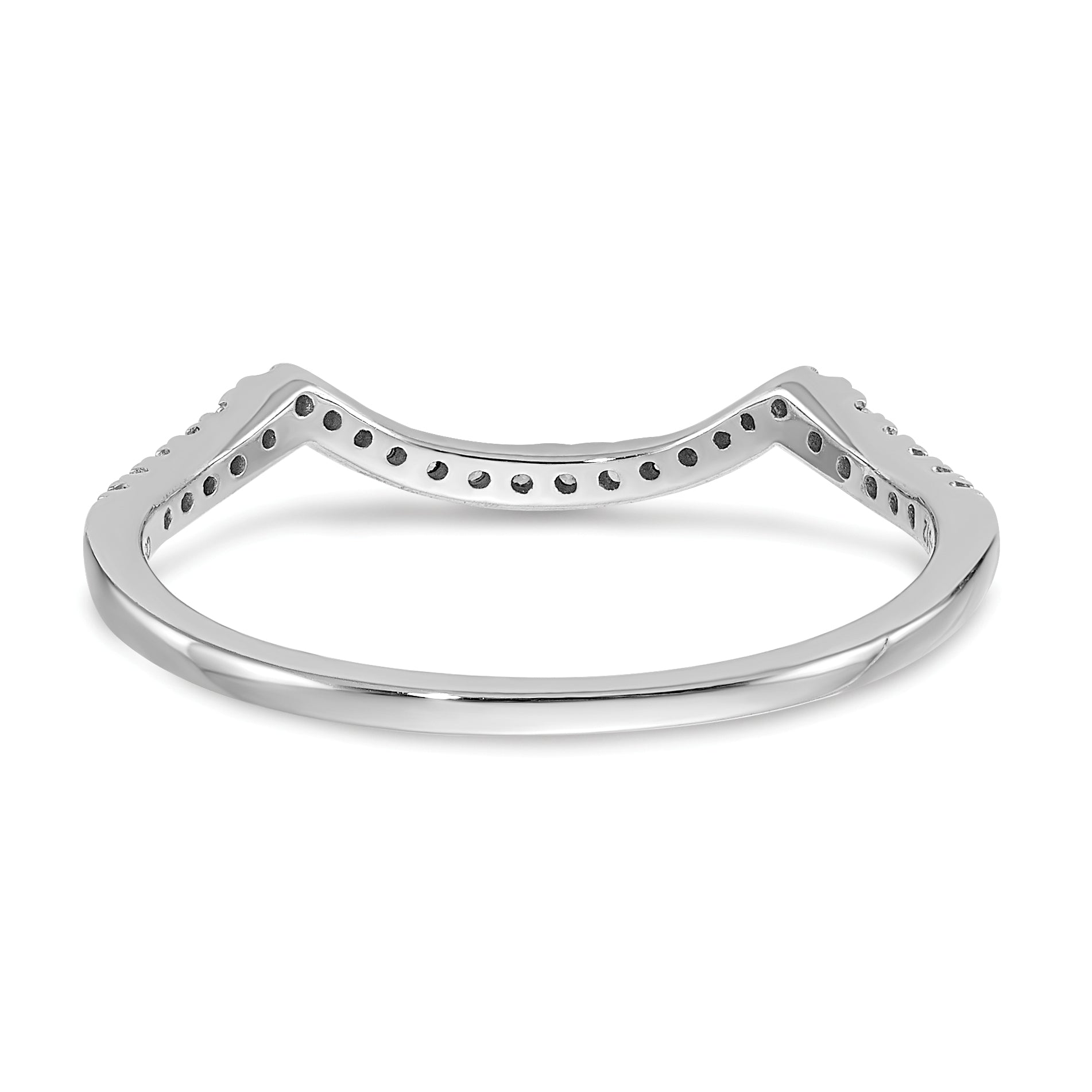 14k White Gold 1/8 carat Lab Grown Diamond VS/SI+ G+ Complete Round Contoured Wedding Band