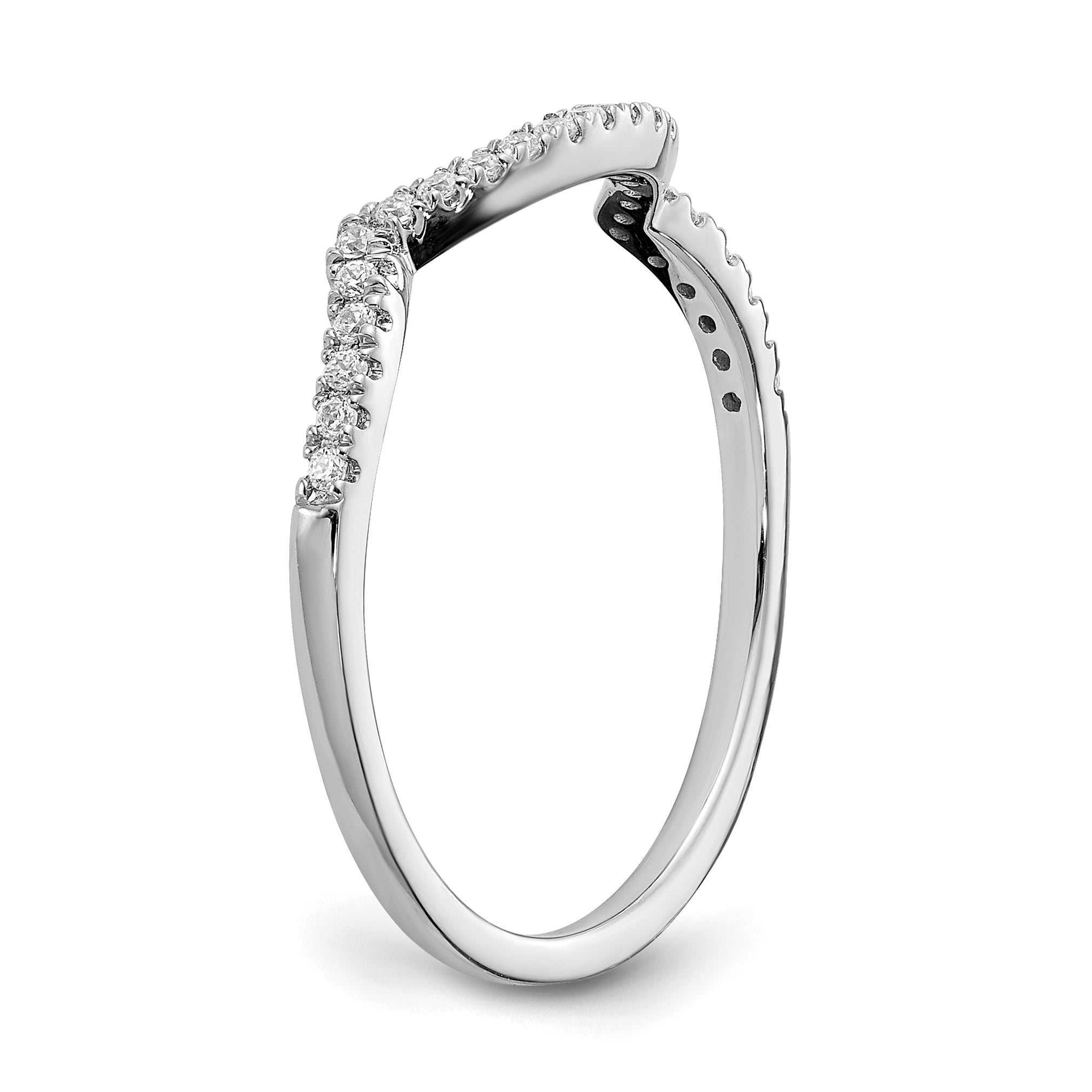 14k White Gold 1/8 carat Lab Grown Diamond VS/SI+ G+ Complete Round Contoured Wedding Band
