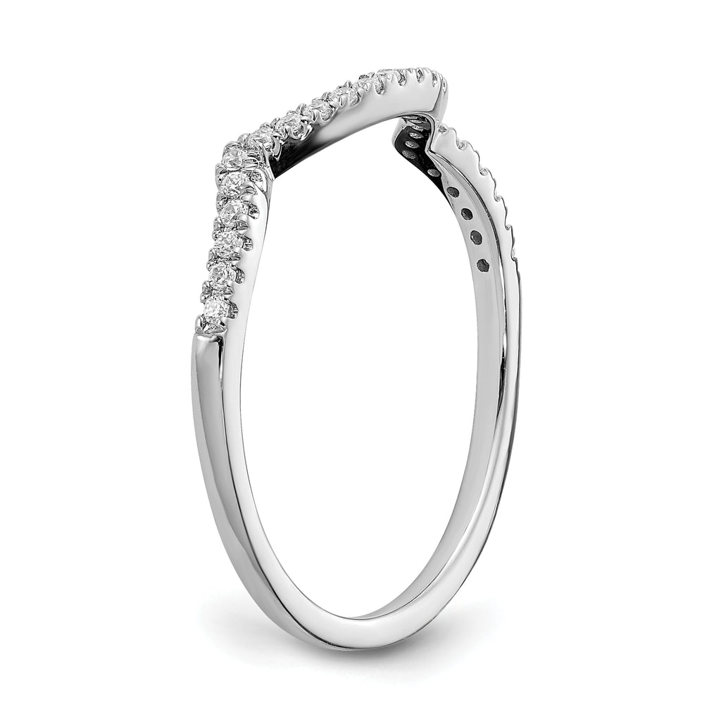 14k White Gold 1/8 carat Lab Grown Diamond VS/SI+ G+ Complete Round Contoured Wedding Band