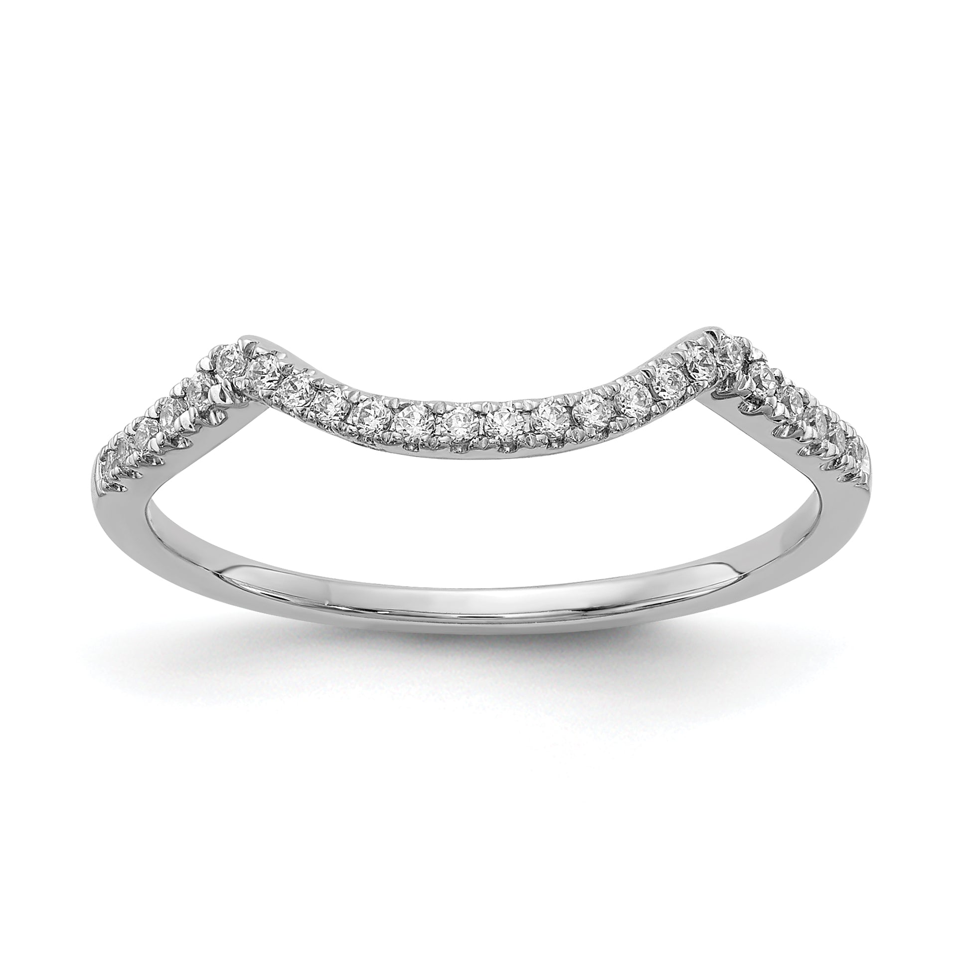 14k White Gold 1/8 carat Lab Grown Diamond VS/SI+ G+ Complete Round Contoured Wedding Band Main image