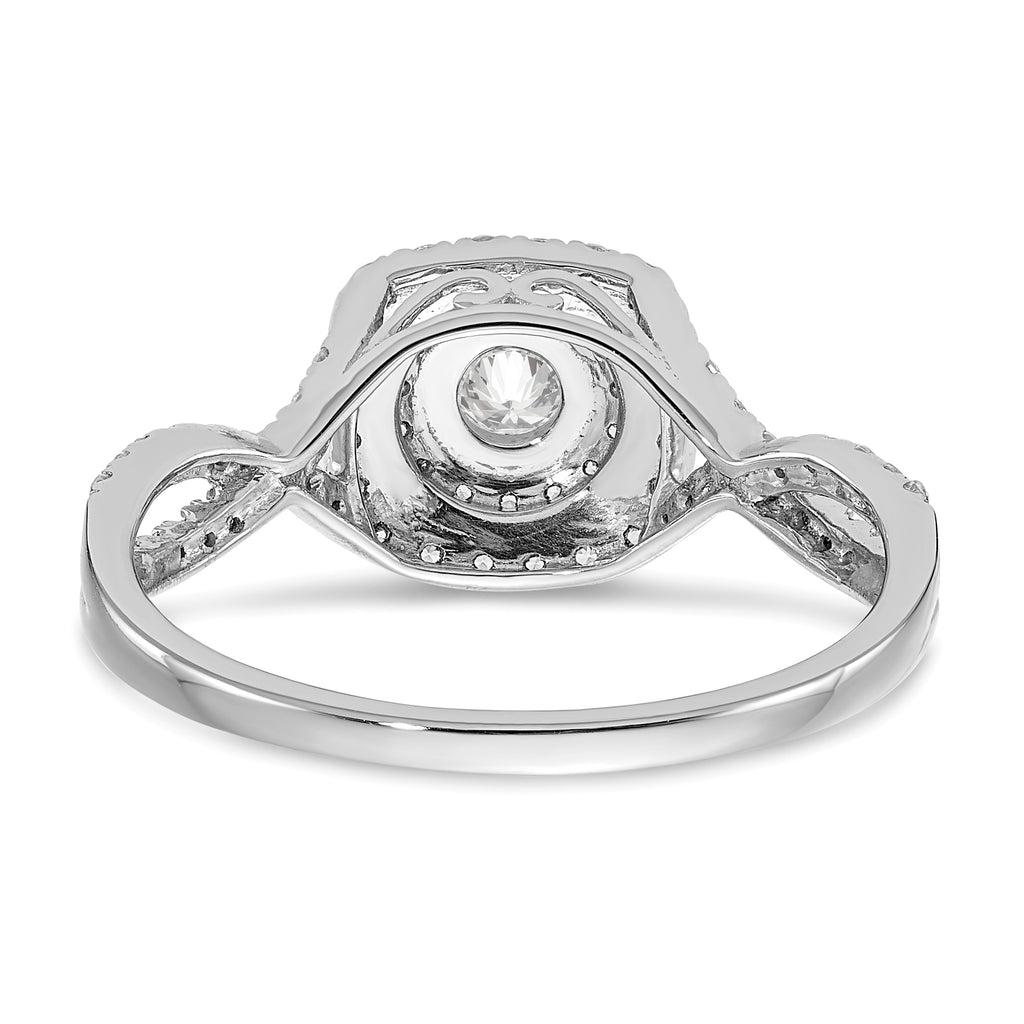 14k White Gold 3/4 carat Lab Grown Diamond VS/SI+ G+ Complete Round Double Halo Engagement Ring