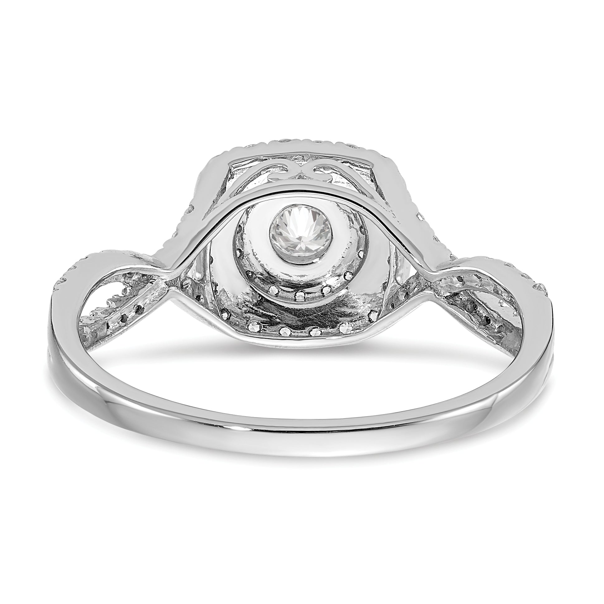 14k White Gold 3/4 carat Lab Grown Diamond VS/SI+ G+ Complete Round Double Halo Engagement Ring